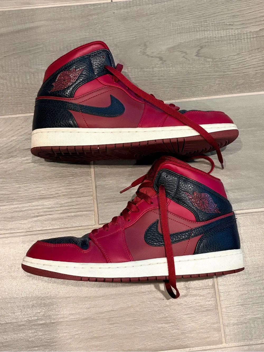 Nike Jordan Red and Black Mid-Top Sneakers